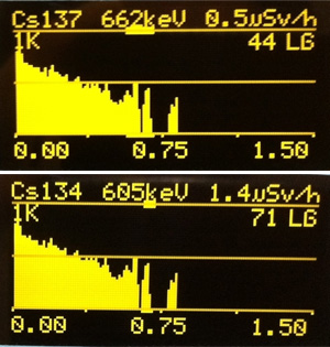Cs-134, Cs-137スペクトル表示例
